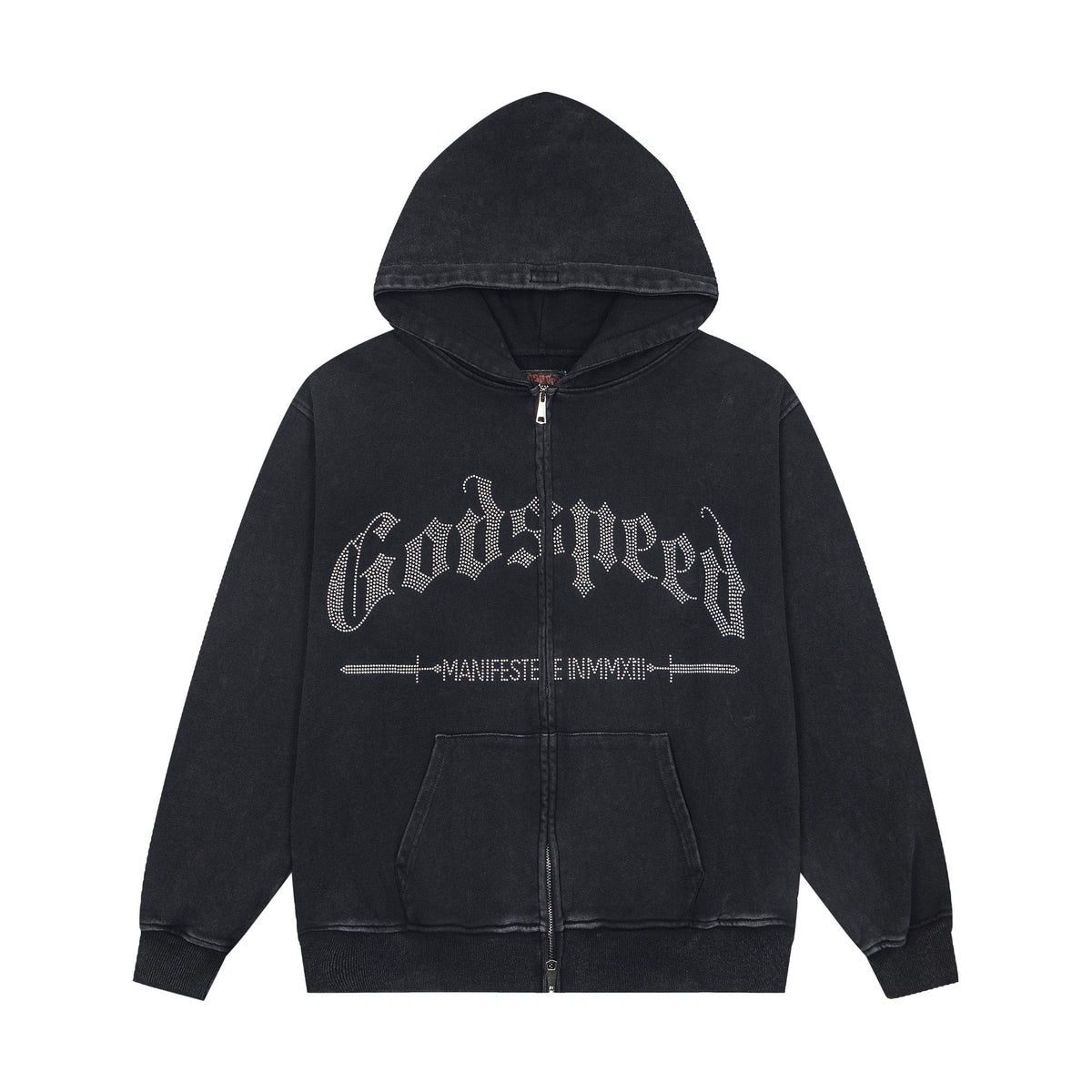 Godspeed Washed Gothic Graphic Full-Zip Hoodie — hero