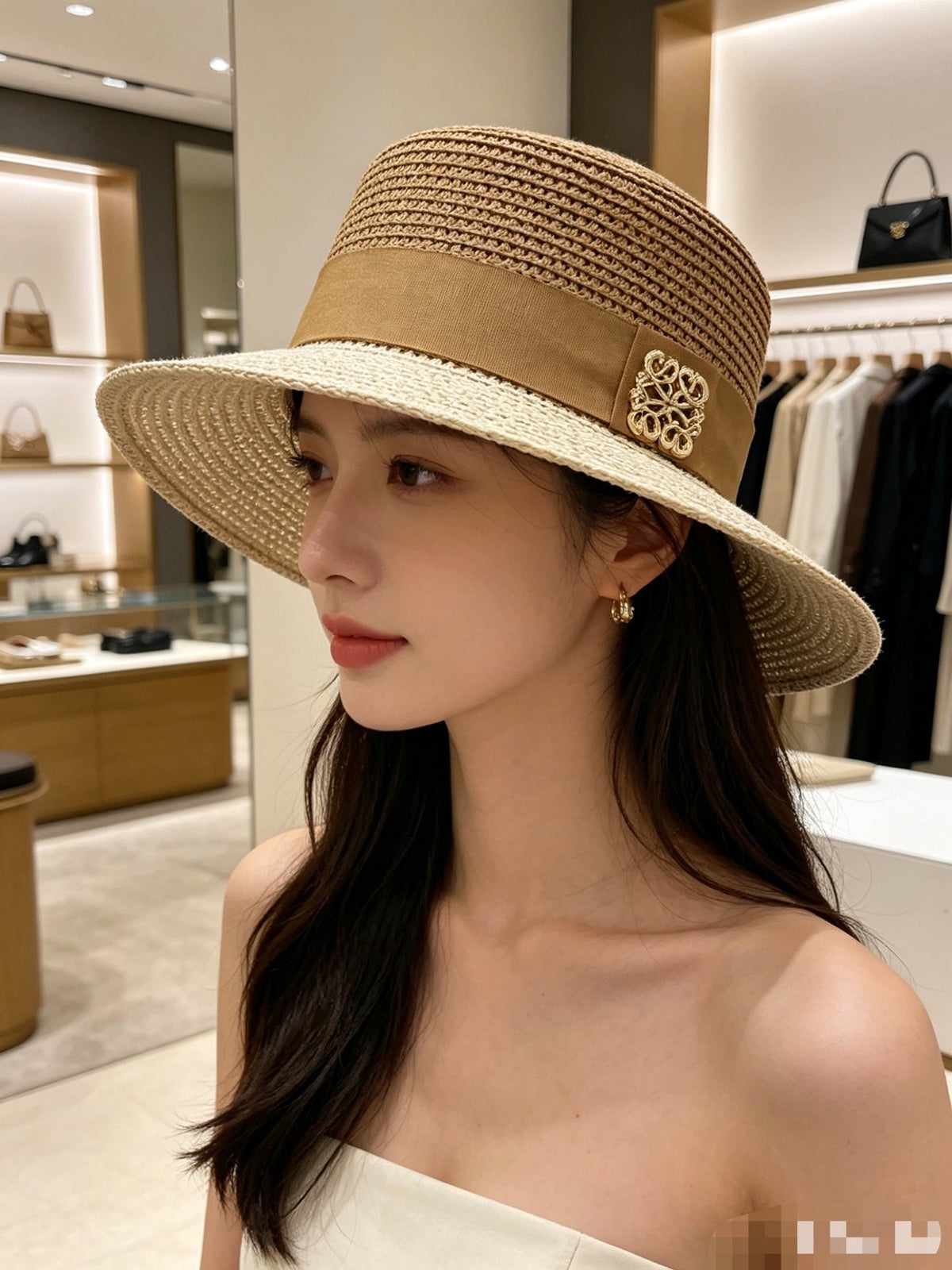 Loewe Color-Block Flat-Top Hat